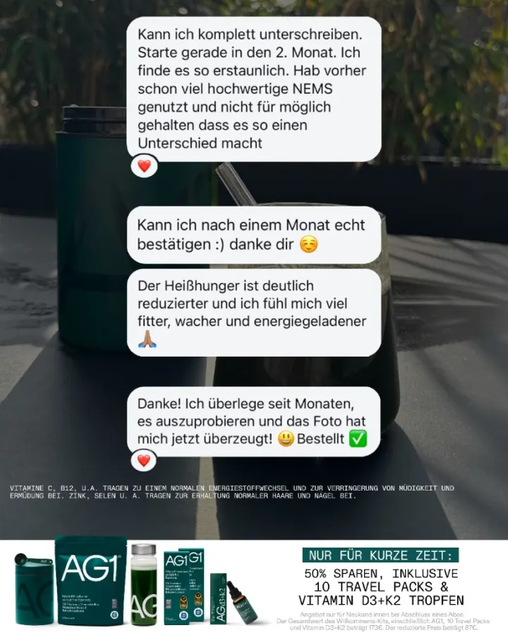 AG1, customer DM testimonials