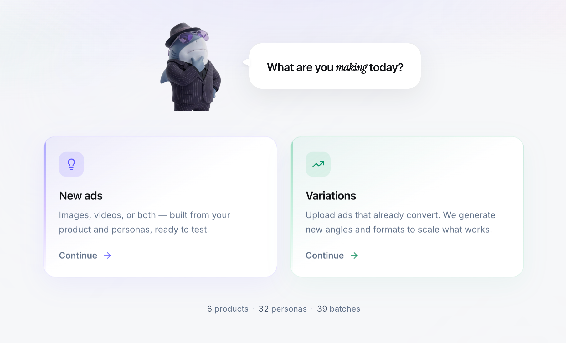 Blurred preview of the Mako app: New ads and Variations